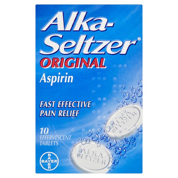 Alka-Seltzer Original Aspirin 324mg Pain Relief & Symptomatic Relief of Cold & Flu 10 Soluble Tablet