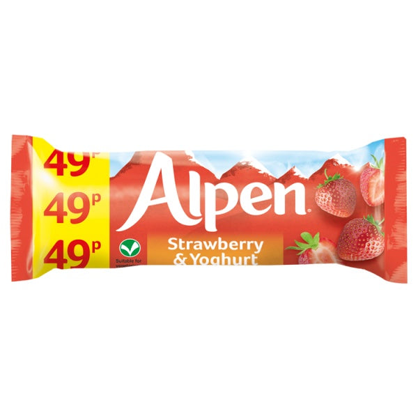 Alpen Cereal Bars Strawberry and Yoghurt 24 x 29g PM 49p