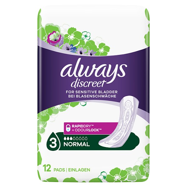 Always Discreet Incontinence Pads Normal For Sensitive Bladder x 12