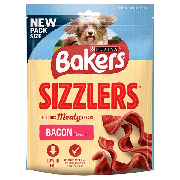 Bakers Sizzlers Dog Treats Bacon 90g