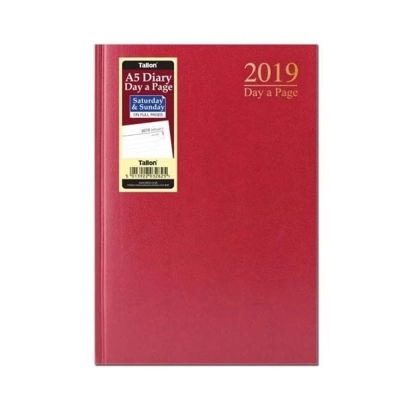 A5 DIARY DAP ASSORTED COLOURS FULL PAGE SAT SUN