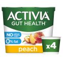 Activia Peach No Added Sugar Gut Health Yogurt 4 x 115g