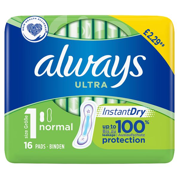 Always Ultra Normal (Size 1) Sanitary Towels 16 Pads