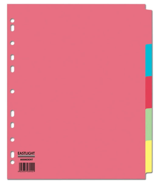 5 PART CARD EXTRA WIDE SUBJECT DIVIDERS A4 80006DENT